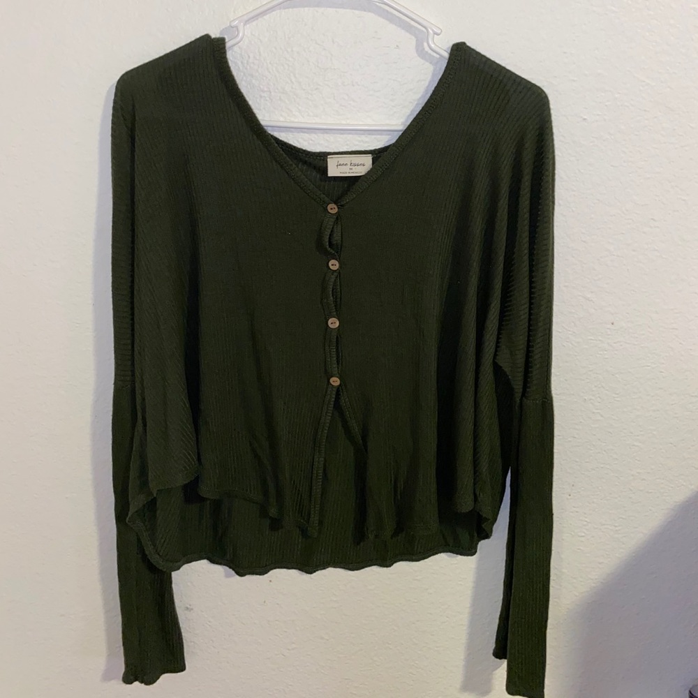 Olive Green Loose Button Up